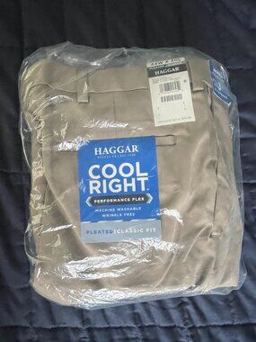 Haggar Big Tall Cool Right Performance Khaki Dress Comfort Pants MSRP $80 NWT